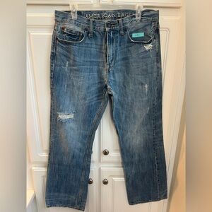 American Eagle Men's Blue Distressed Jeans